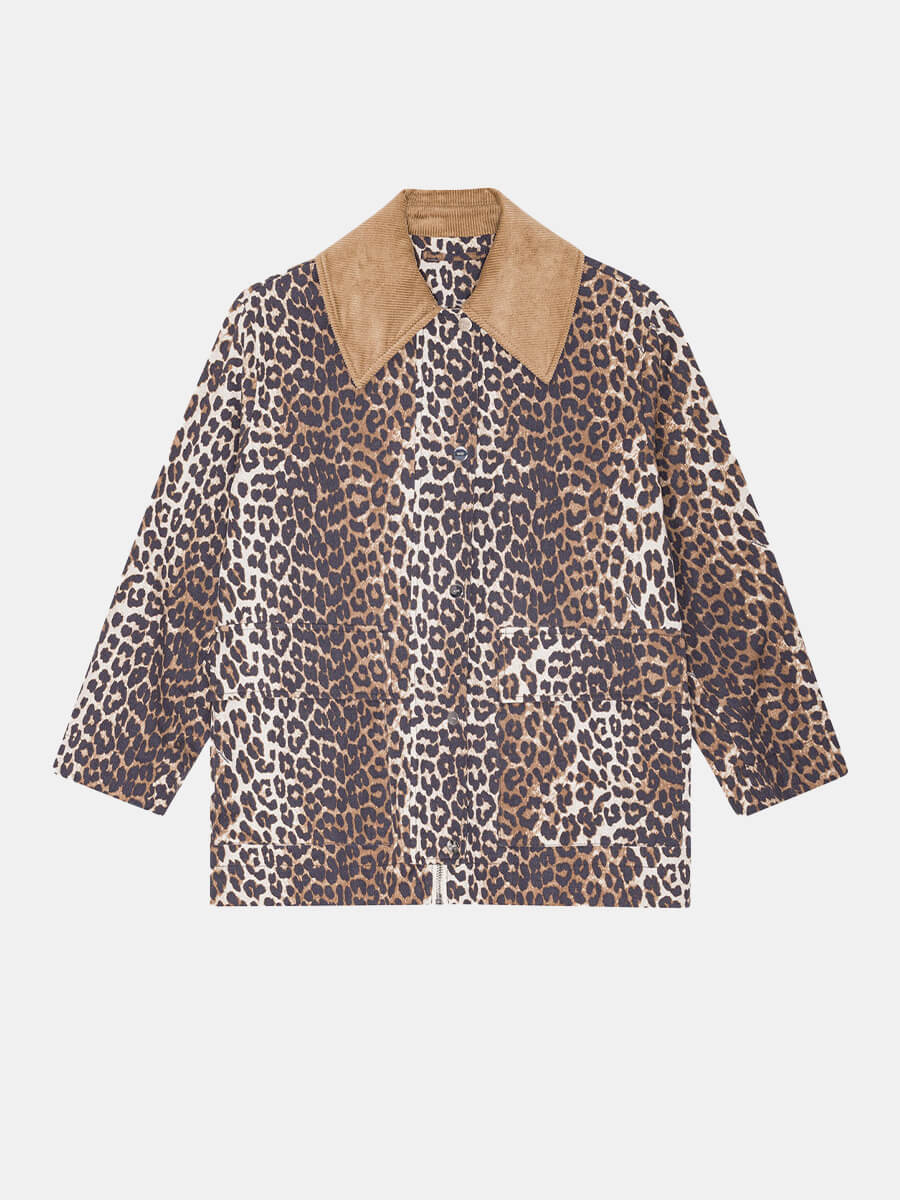 Ganni-Leopard-Printed-Canvas-Midi-Jacket