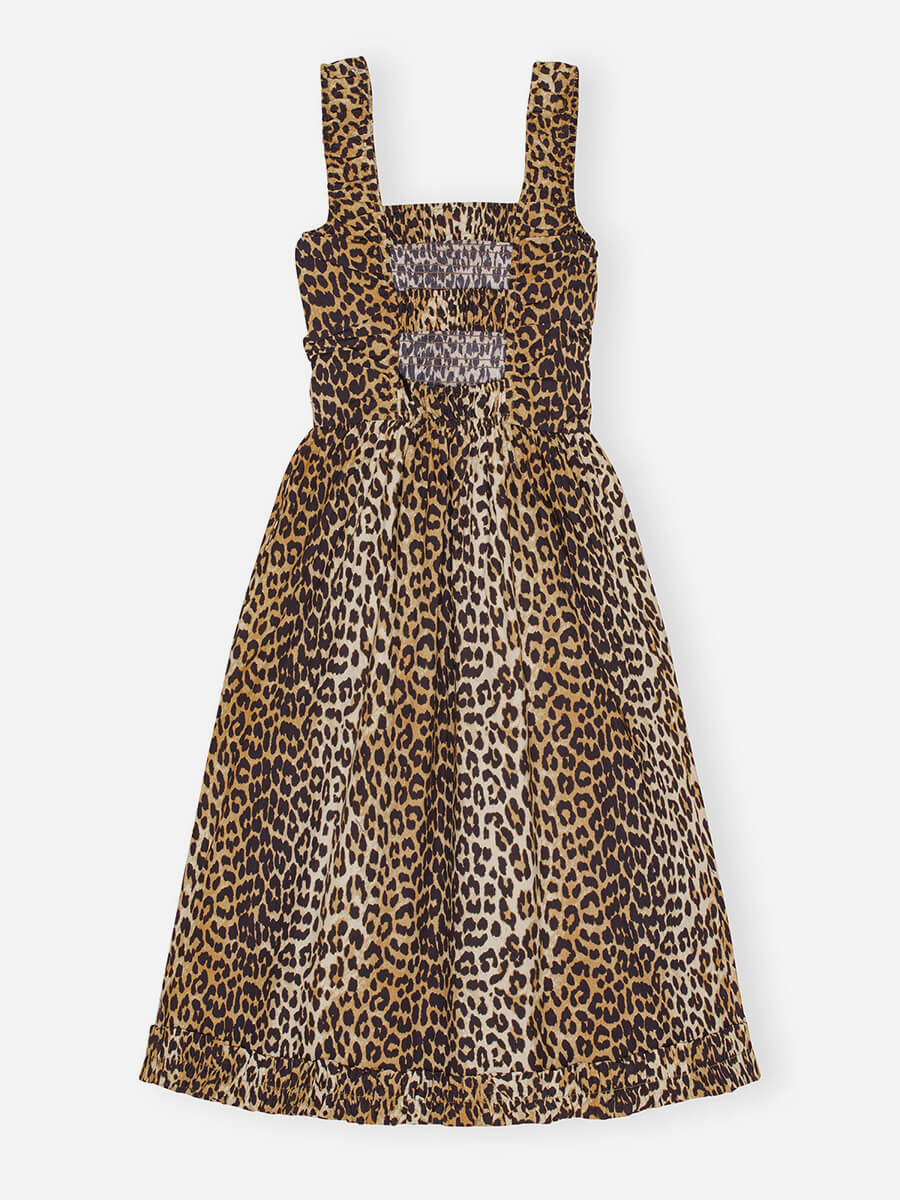 Ganni-Leopard-Printed-Cotton-Midi-Strap-Smock-Dress