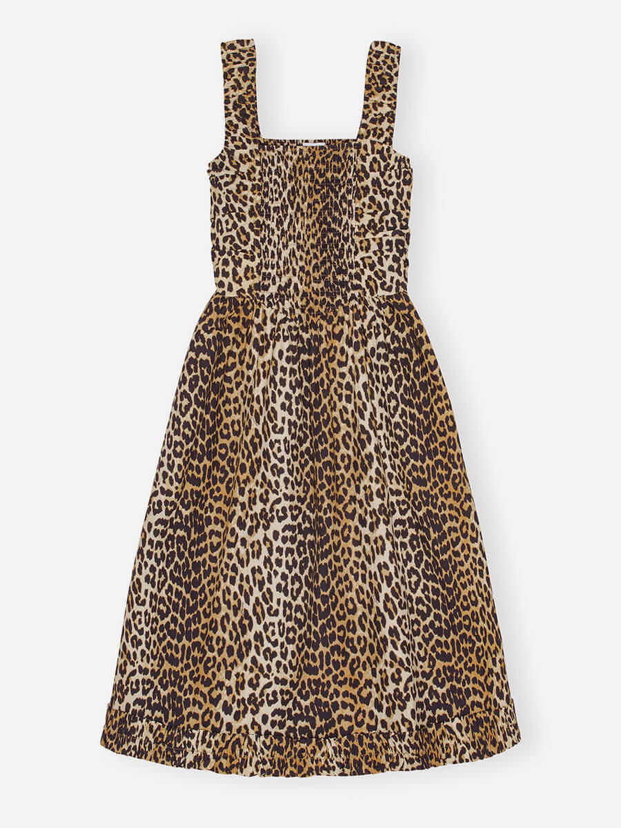 Ganni-Leopard-Printed-Cotton-Midi-Strap-Smock-Dress