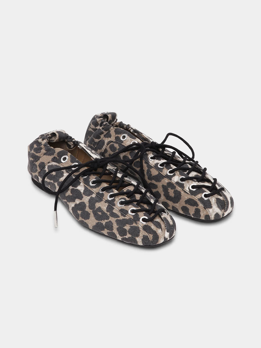 Ganni-Leopard-Printed-Denim-Lace-Up-Ballerinas