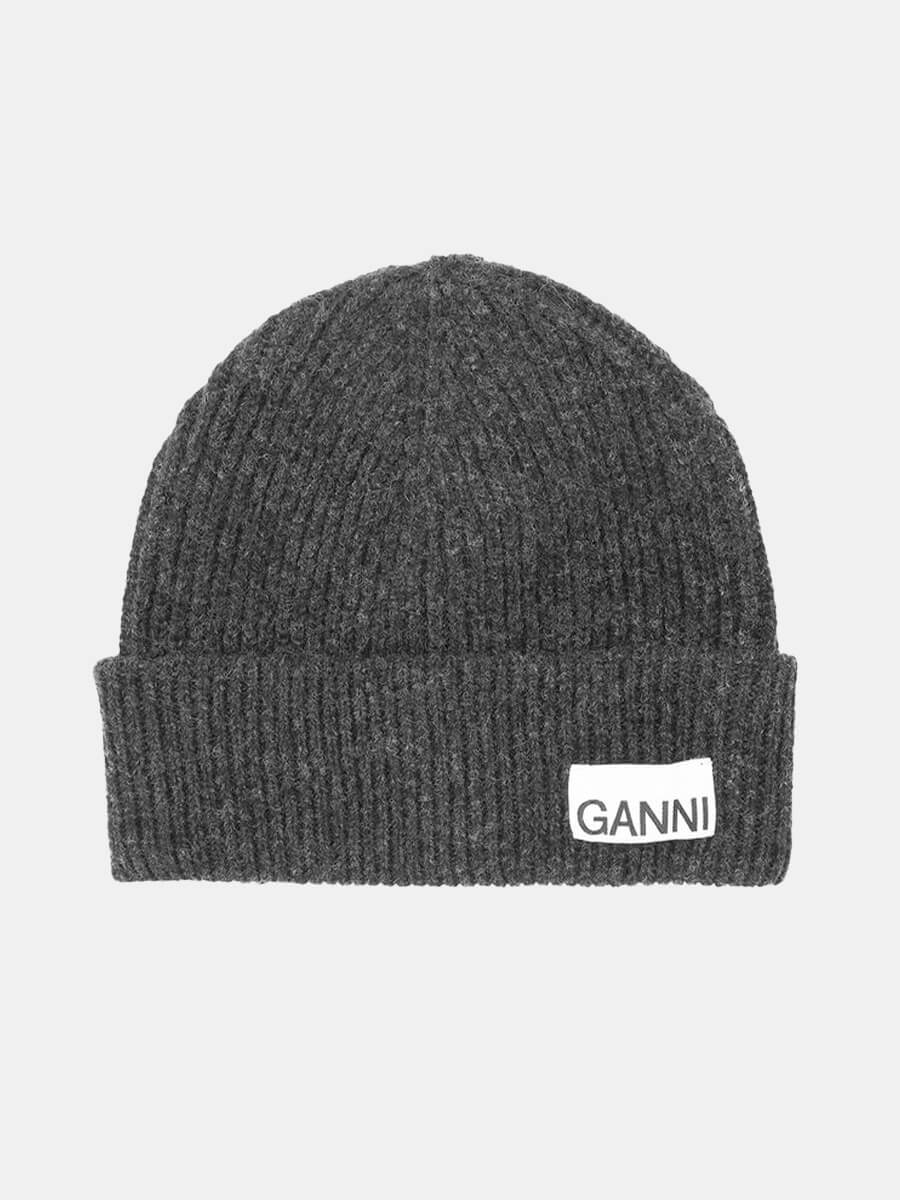 Ganni-Light-Structured-Rib-Knit-Beanie-Phantom