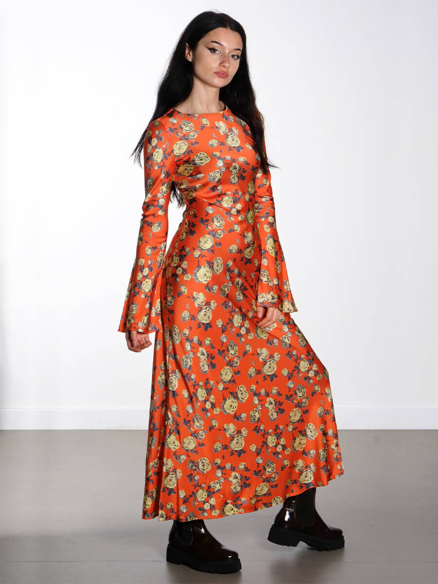 Ganni-Printed-Satin-Maxi-Dress-Poinciana