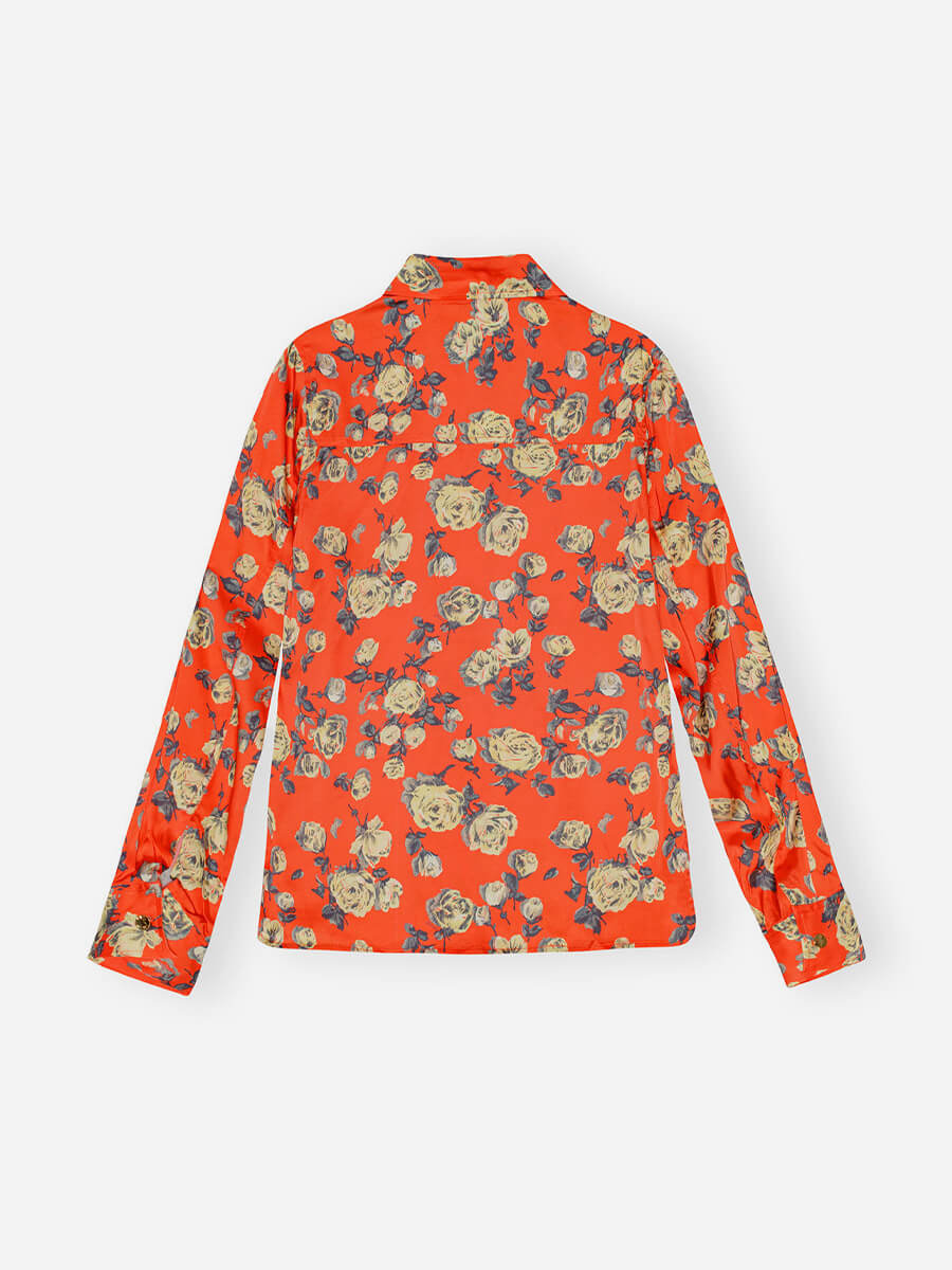 Printed Satin Shirt - Poinciana