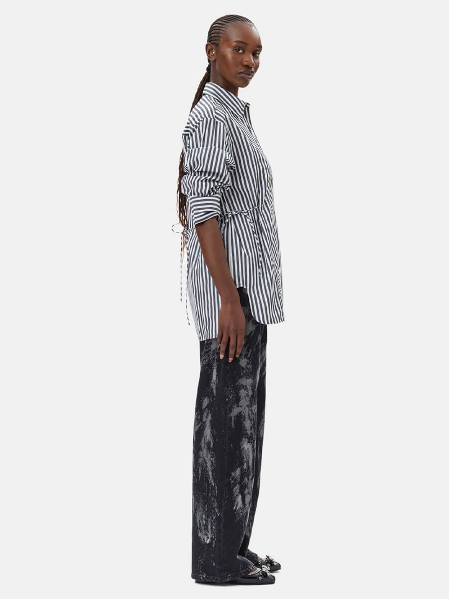 Ganni-Stripe-Cotton-Oversized-Tie-String-Shirt