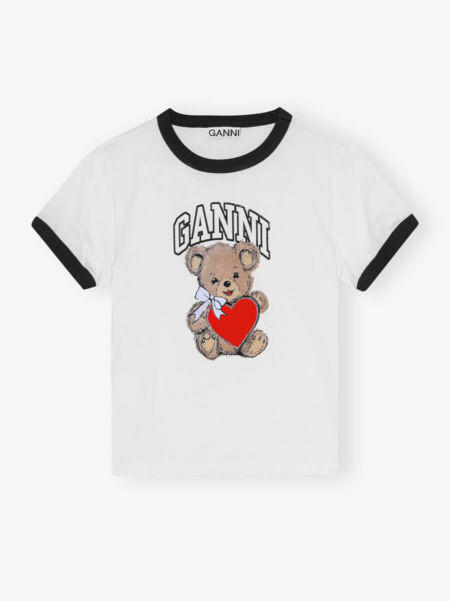 Ganni-White-Basic-Jersey-Bear-T-Shirt