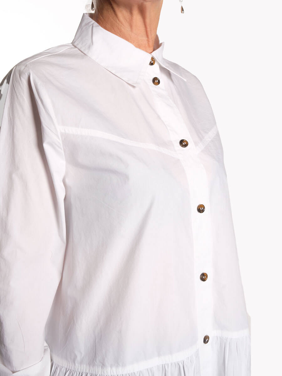 Ganni-White-Cotton-Poplin-Mini-Shirt
