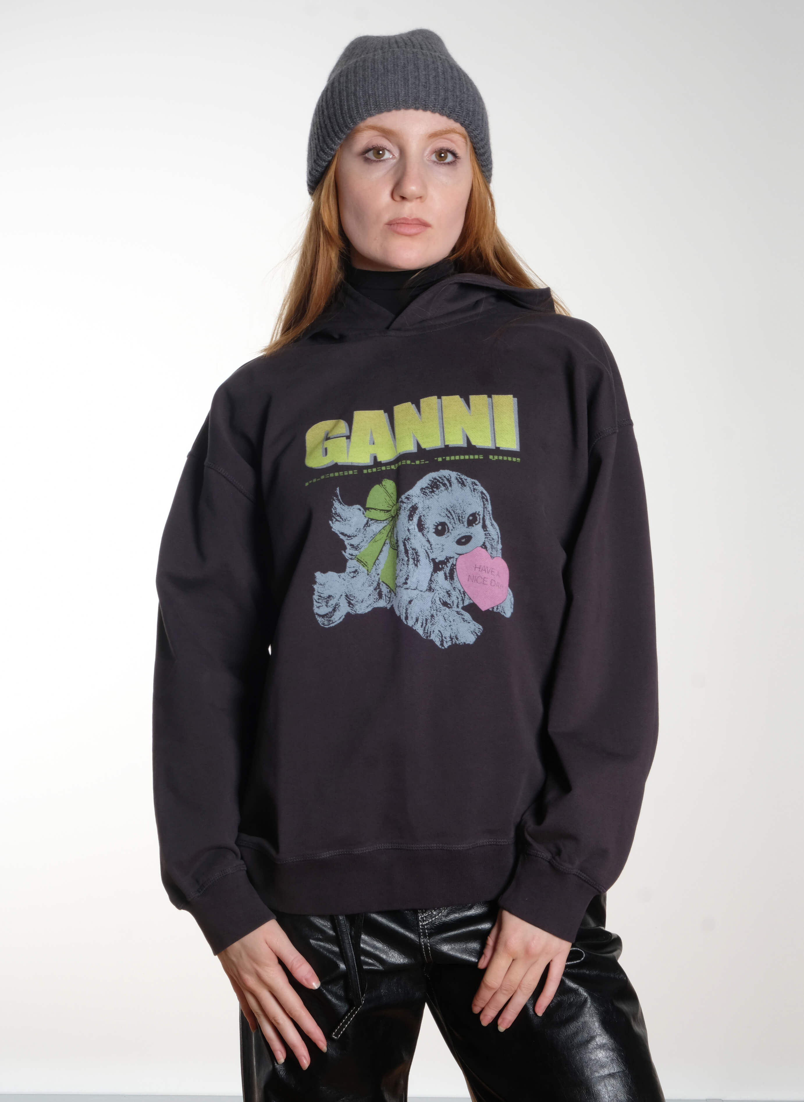Ganni Dark Grey Puppy Hoodie
