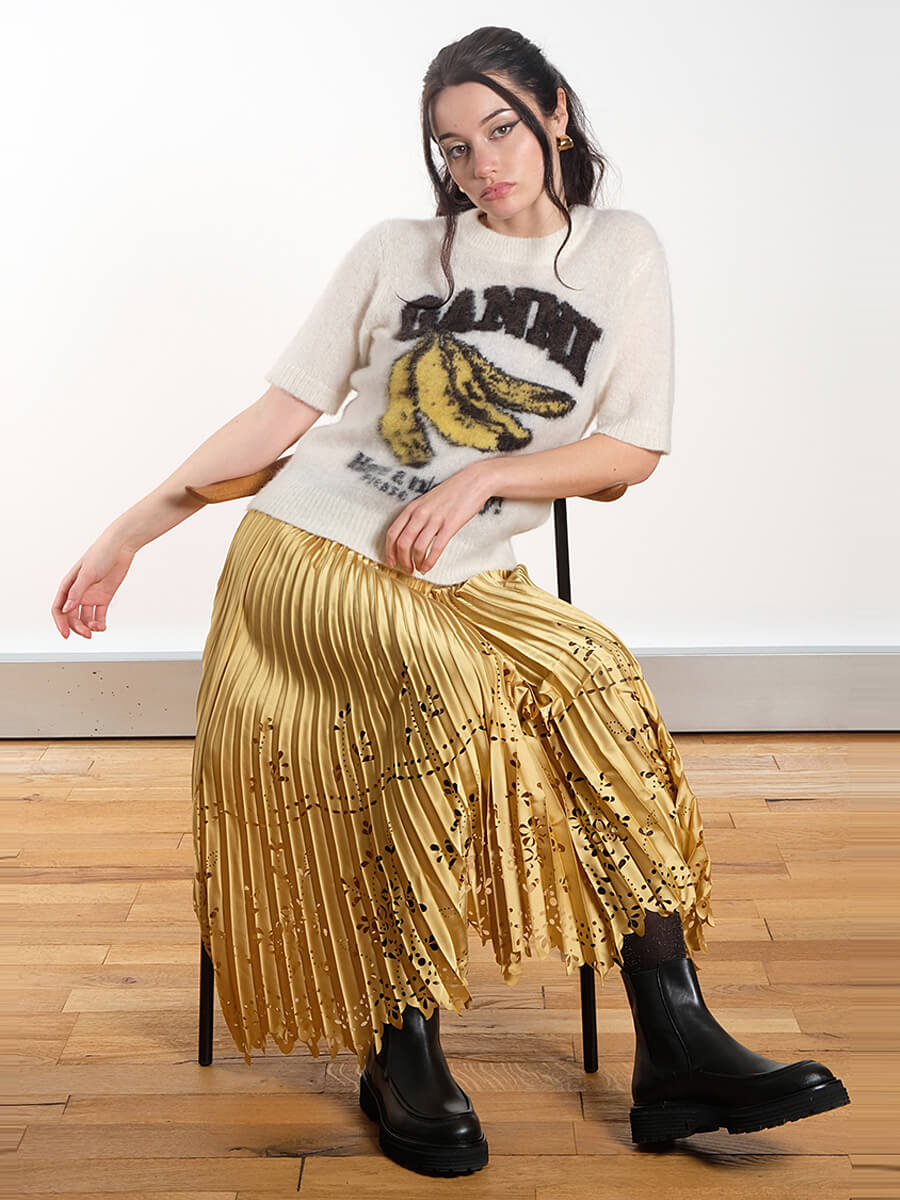 Ganni Graphic Banana Short Sleeve Jumper 