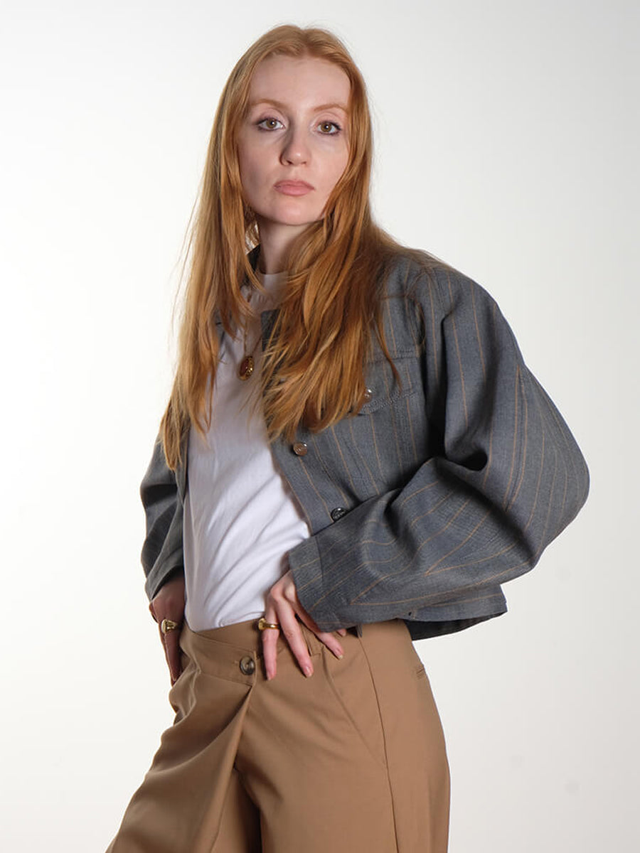 Ganni Grey Stripe Jacket