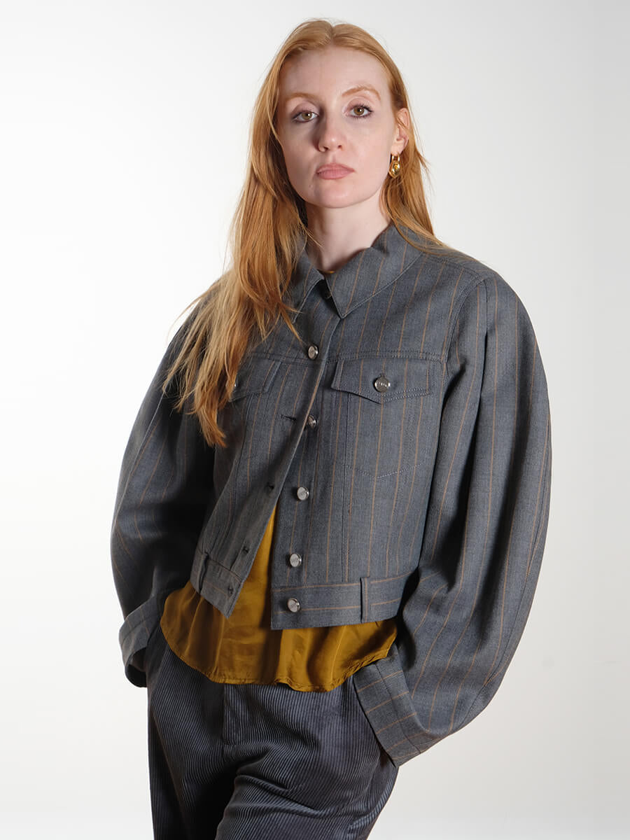 Ganni Grey Stripe Jacket 