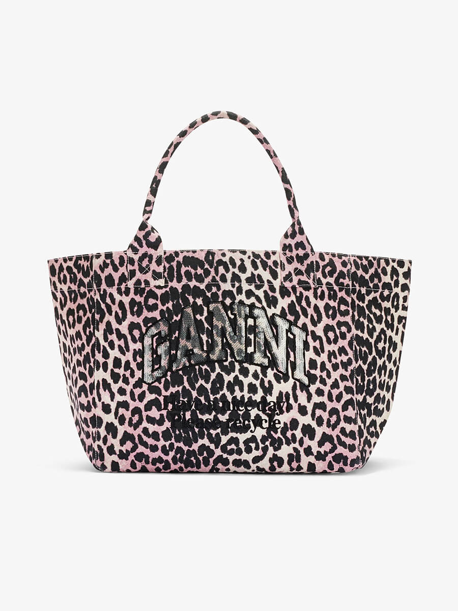 Ganni Leopard Medium Tote Bag