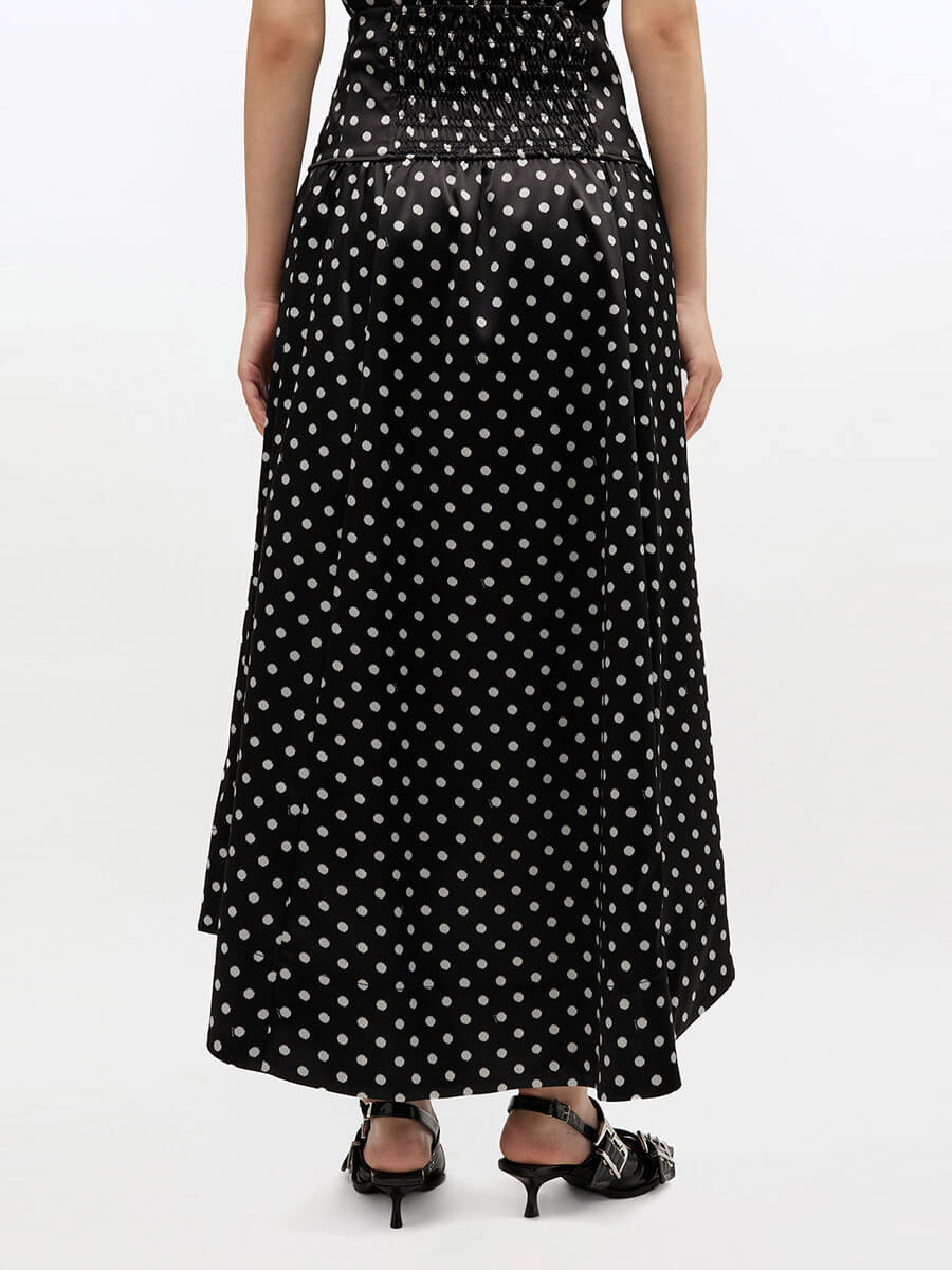 Ganni Polka Dot Satin Corset Skirt