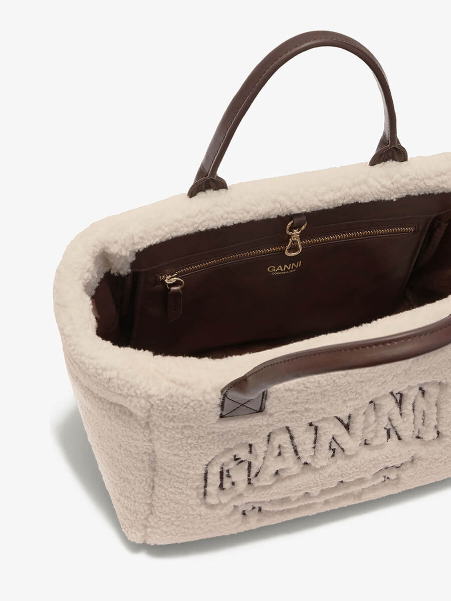 Ganni Shearling Small Tote Bag