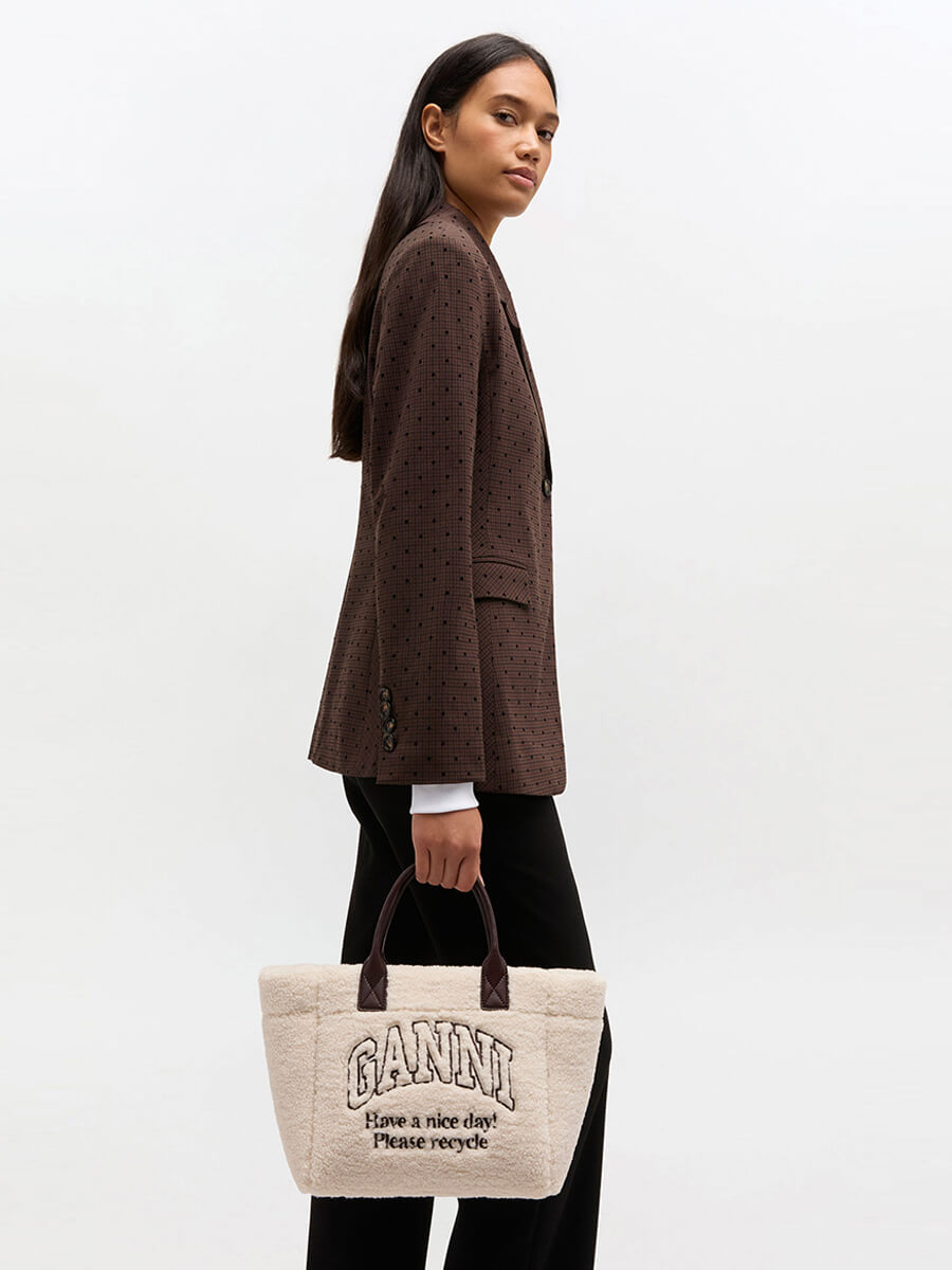 Ganni Shearling Small Tote Bag