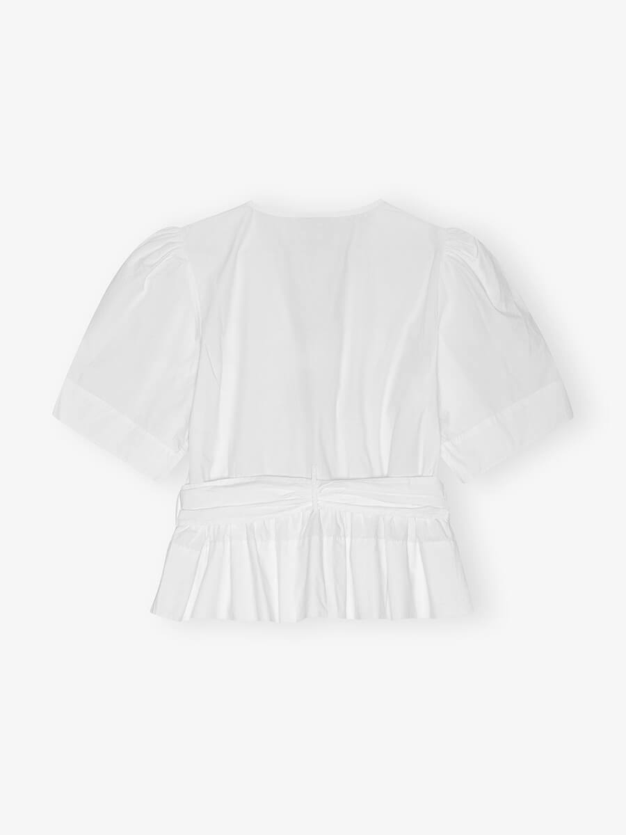 Ganni Stretch Cotton Tie Strap Blouse - Bright White