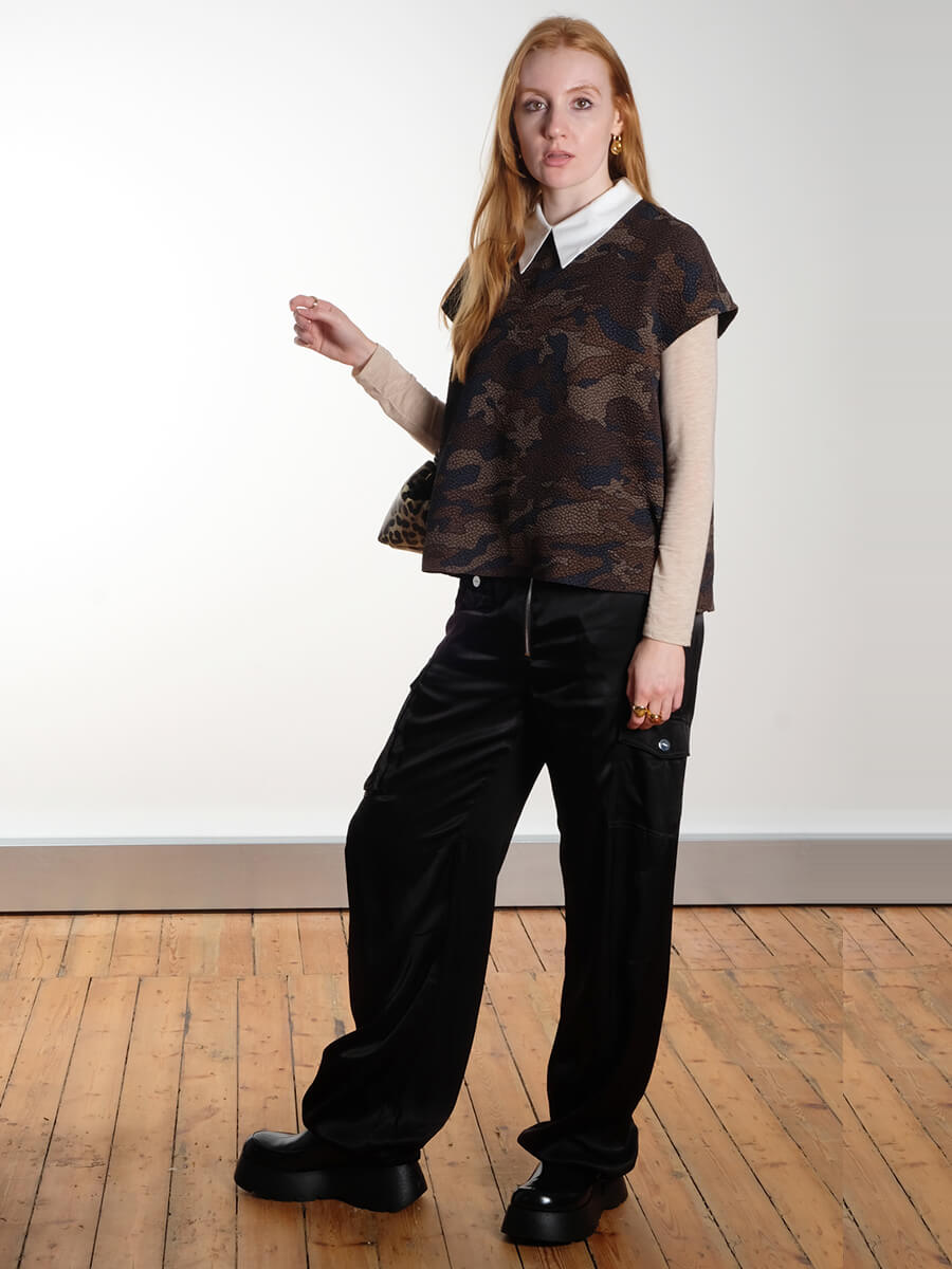 Ganni Washed Satin Pants- Black