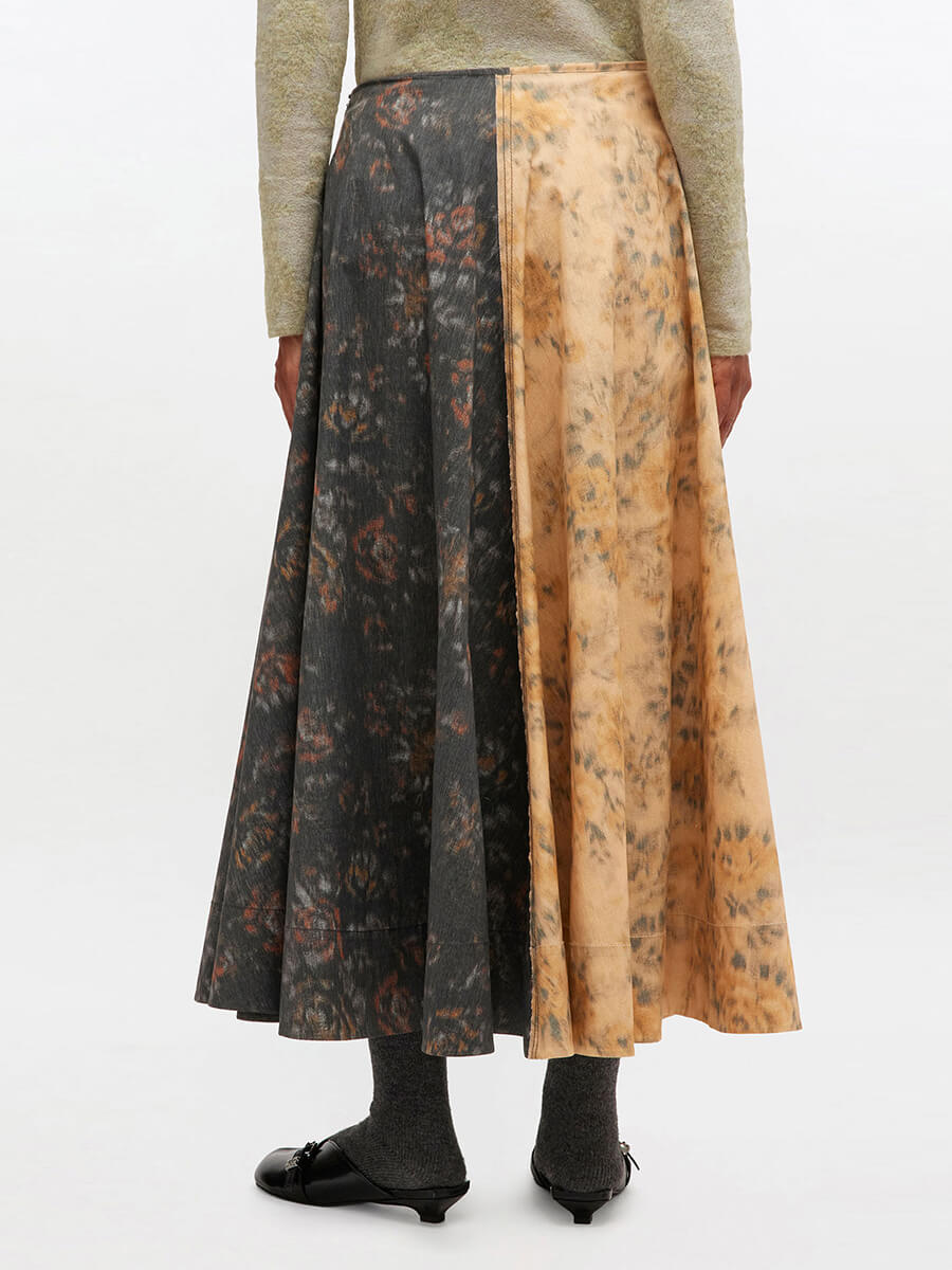 Ganni_-_Black_and_Beige_Floral_Skirt