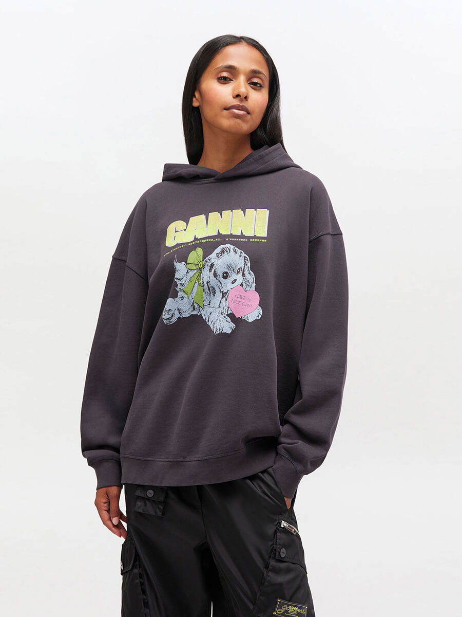 Ganni - Dark Grey Puppy Hoodie