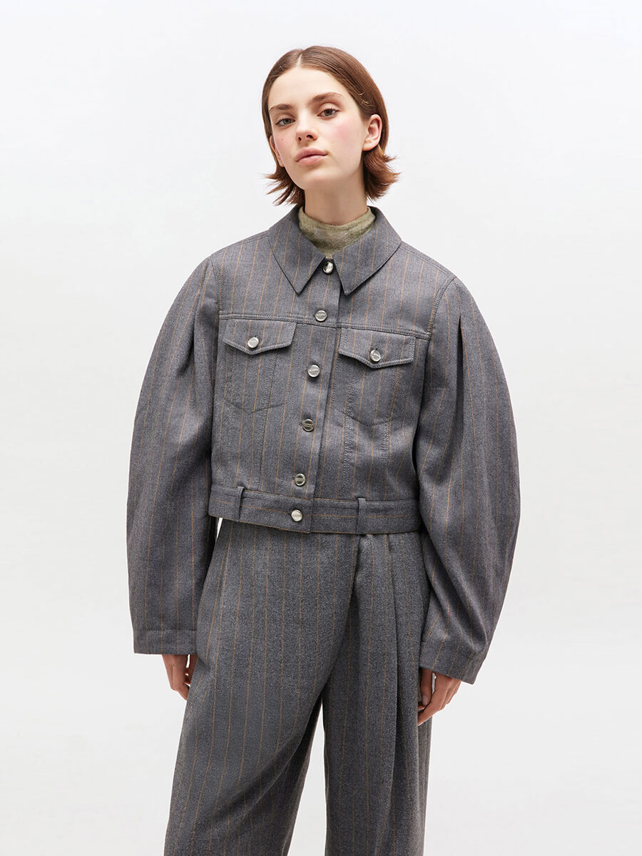 Ganni - Grey Stripe Jacket