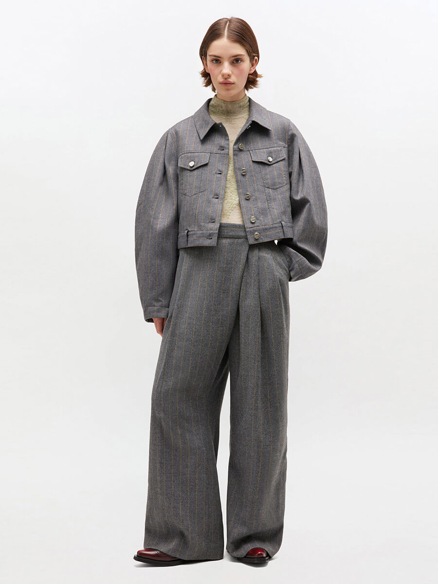 Ganni - Grey Stripe Jacket