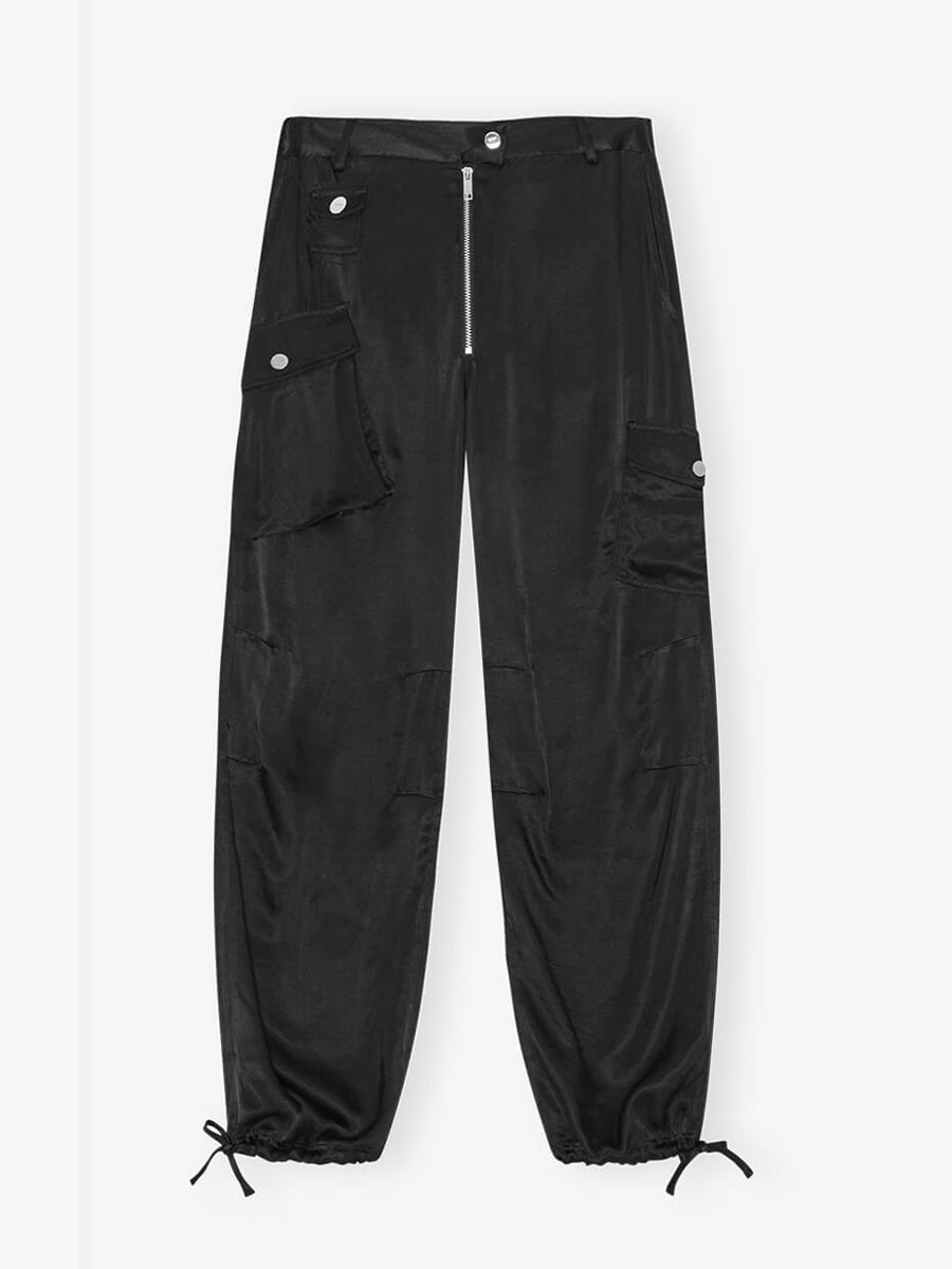 GANNI
Washed Satin Pants- Black