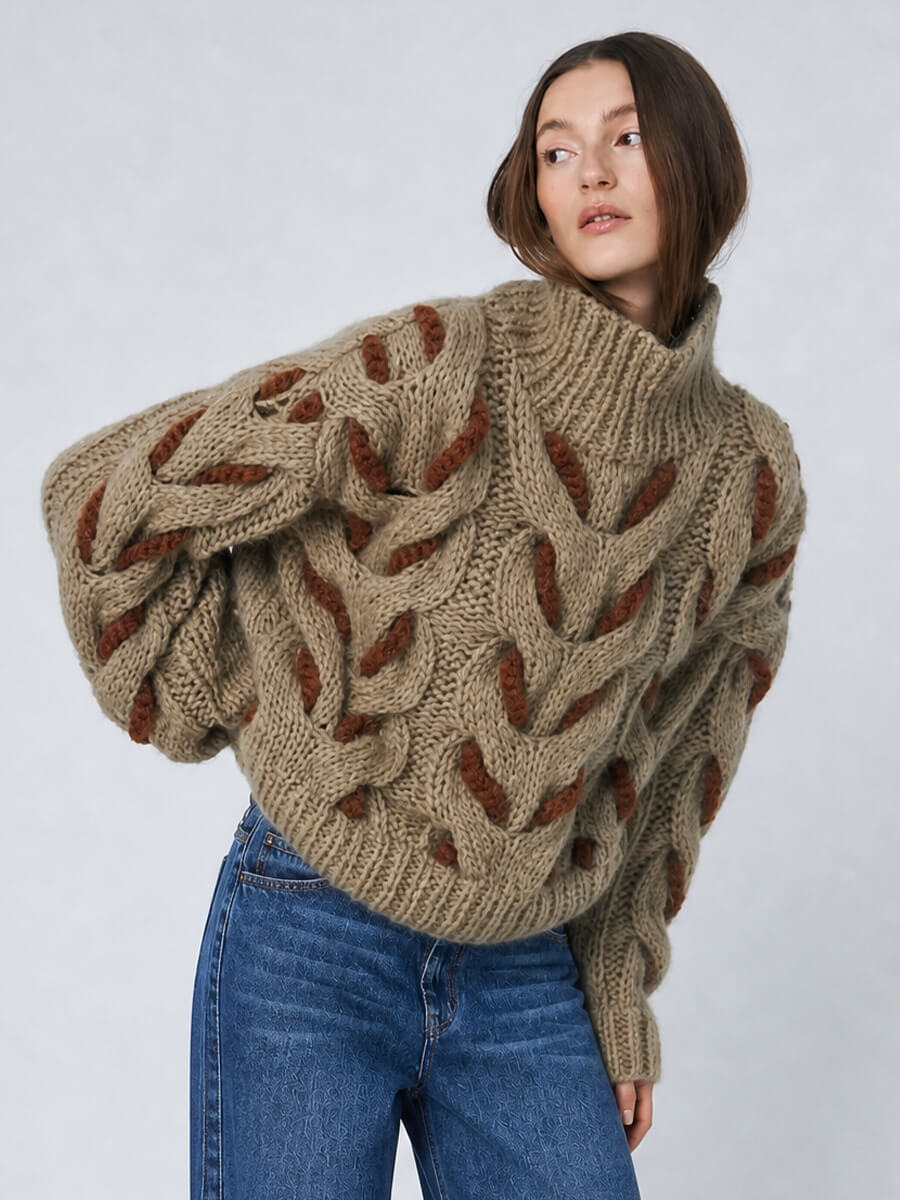 DAWN X DARE - Honey Cable Knit Jumper - Khaki