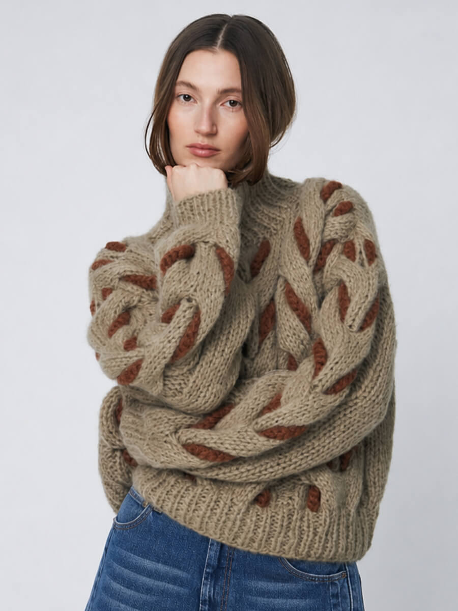 DAWN X DARE - Honey Cable Knit Jumper - Khaki