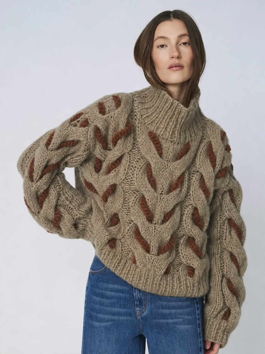 DAWN X DARE - Honey Cable Knit Jumper - Khaki