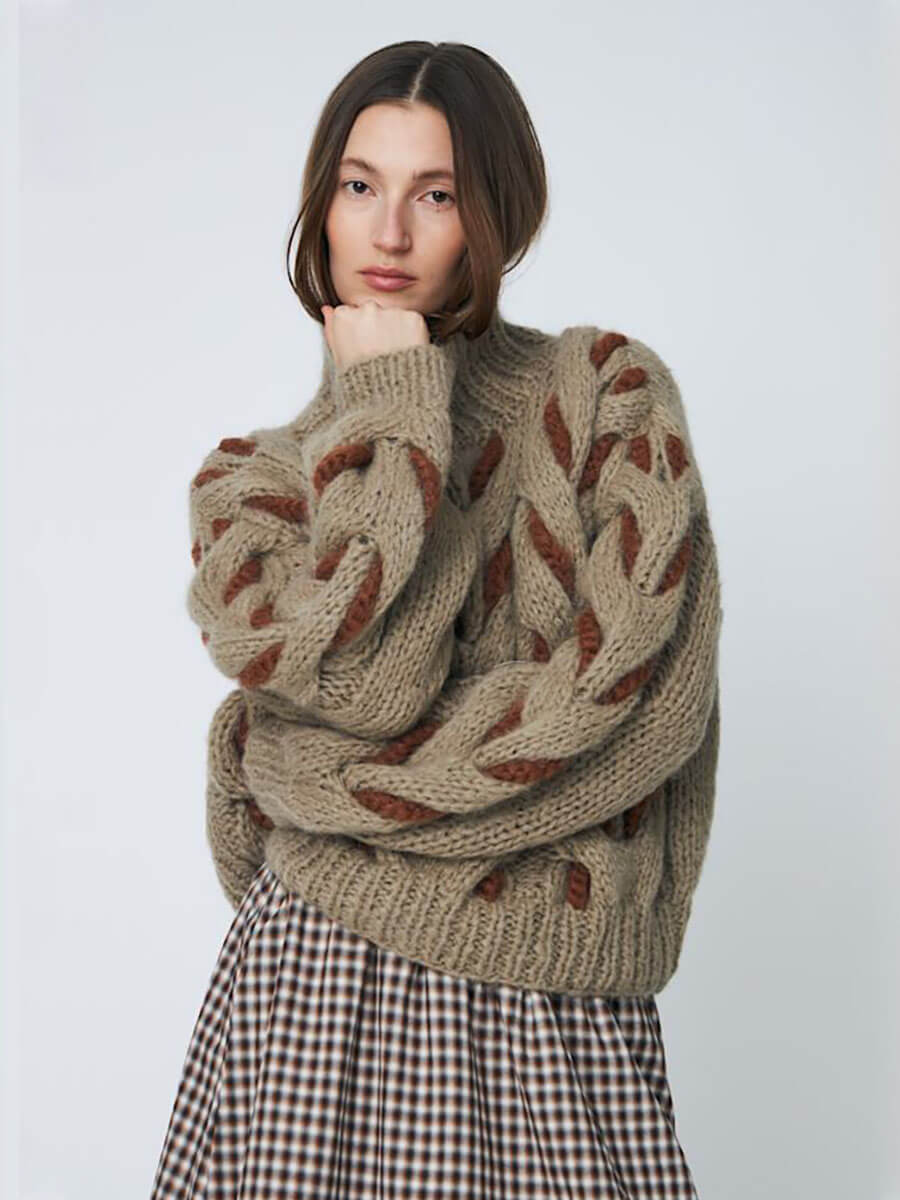 DAWN X DARE - Honey Cable Knit Jumper - Khaki