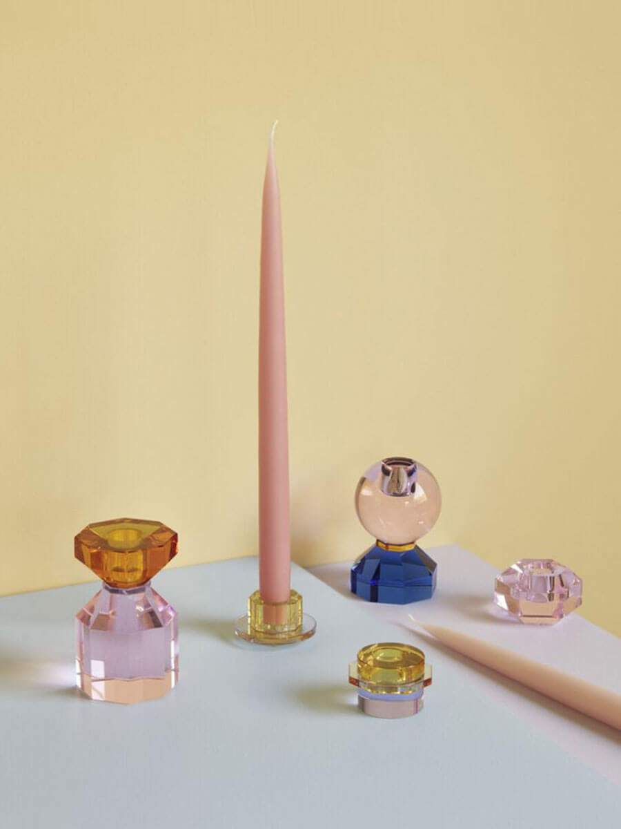 Hubsch-Gem-Candlestick-Holder-Pink-Blue