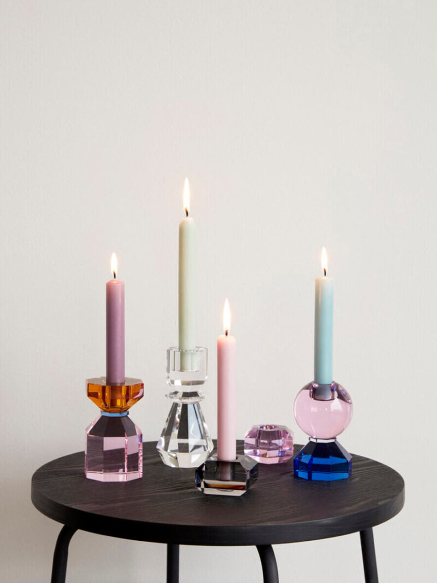 Hubsch Gem Candlestick Holder - Orange:Pink 