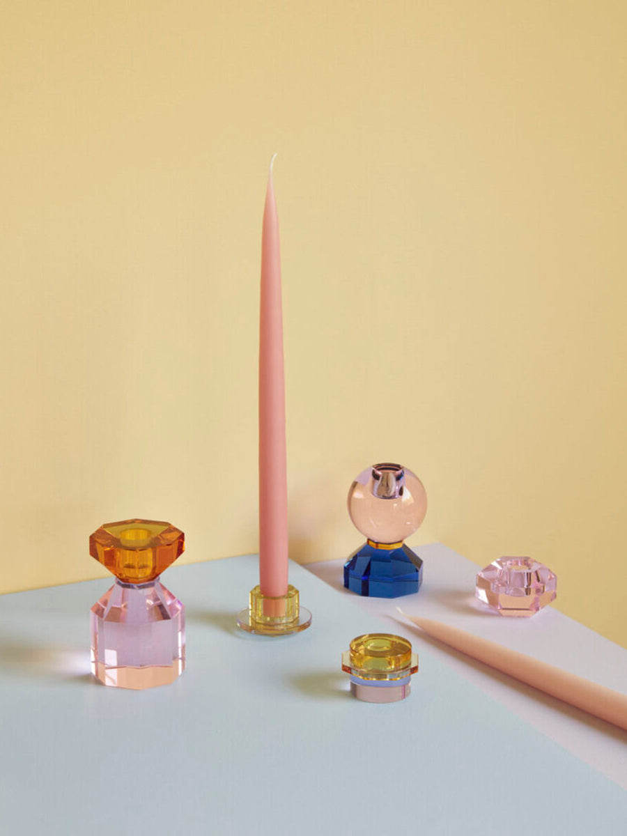 Hubsch Gem Candlesticks Pink:Grey - Set of 2
