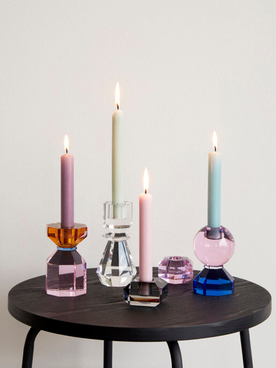 Hubsch Gem Candlesticks Pink:Grey - Set of 2