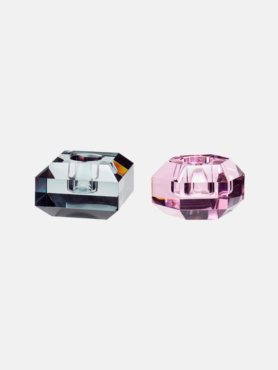 Hubsch Gem Candlesticks Pink:Grey - Set of 2