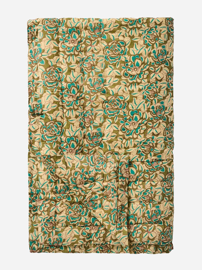 IB LAURSEN Clara Quilt - Flowers & Turquoise Leaves 130 x 170 -