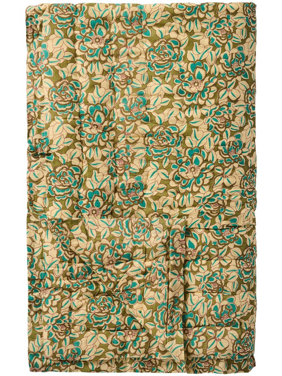 Ib Laursen Clara Quilt - 130 x 170 - Flowers & Turquoise Leaves