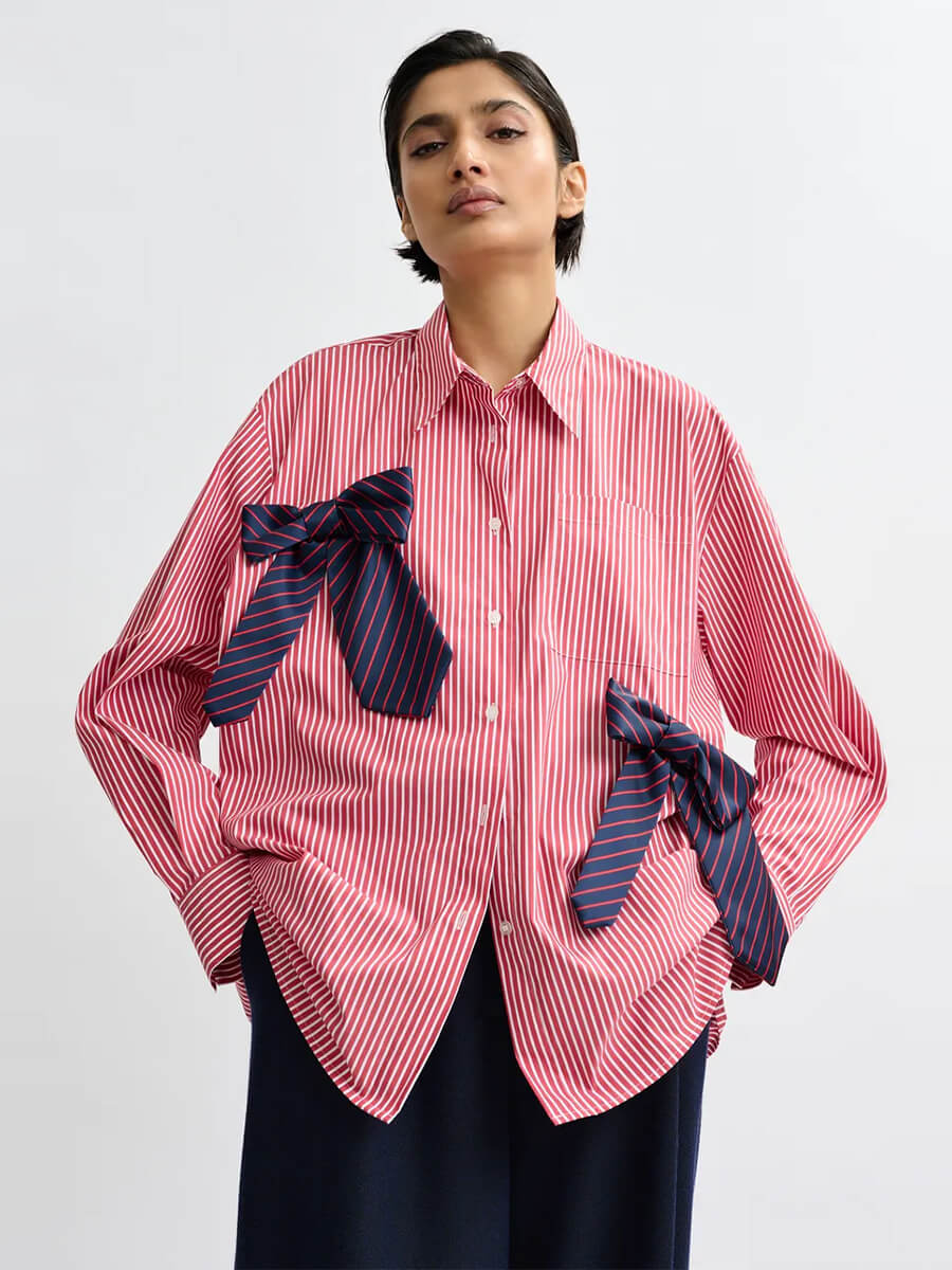 Essentiel Antwerp Jiwi Shirt - Red, White, Navy Stripe