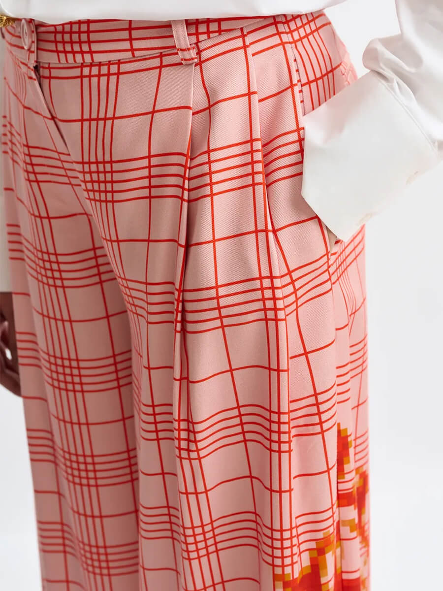 Essentiel Antwerp Jane Wide Leg Pants - Pink and Red