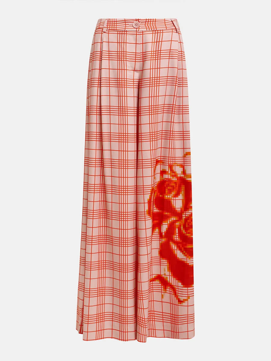 Essentiel Antwerp Jane Wide Leg Pants - Pink and Red