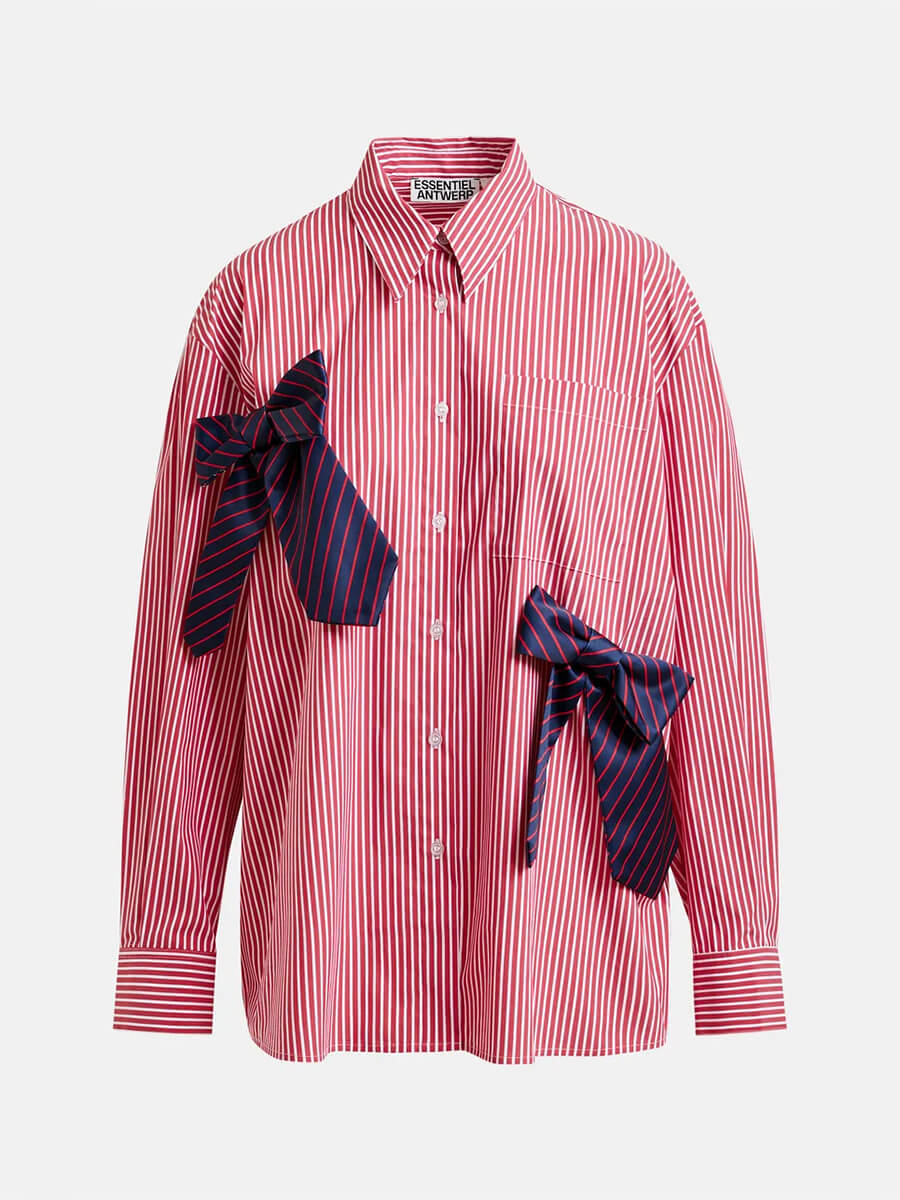 Essentiel Antwerp Jiwi Shirt - Red, White, Navy Stripe