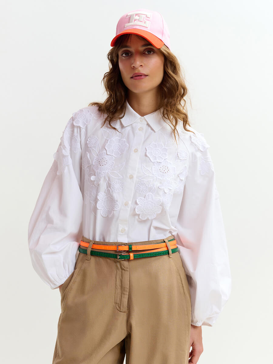 Essentiel Antwerp Joella Appliqué Flower Shirt - White