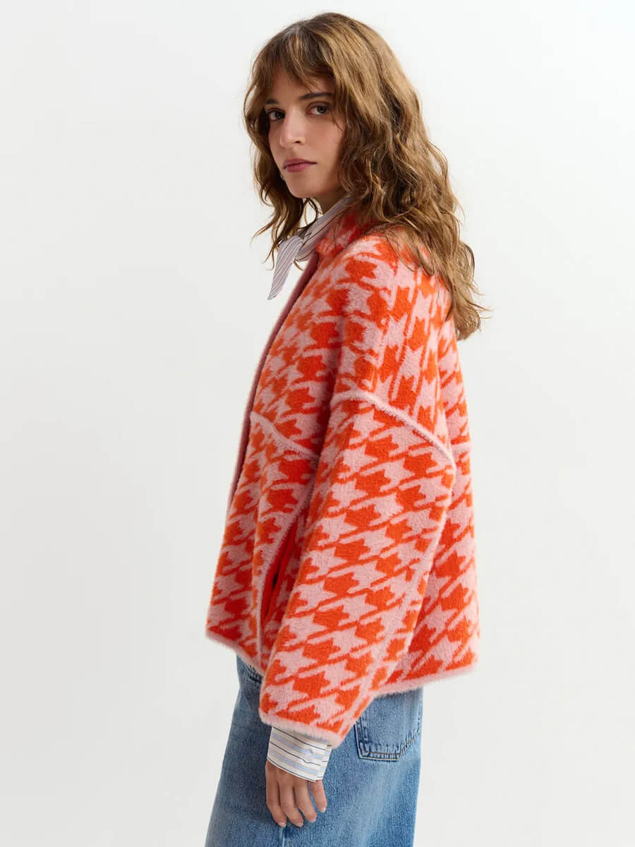 Essentiel Antwerp Joking Knit Jacket - Orange and Dusty Pink