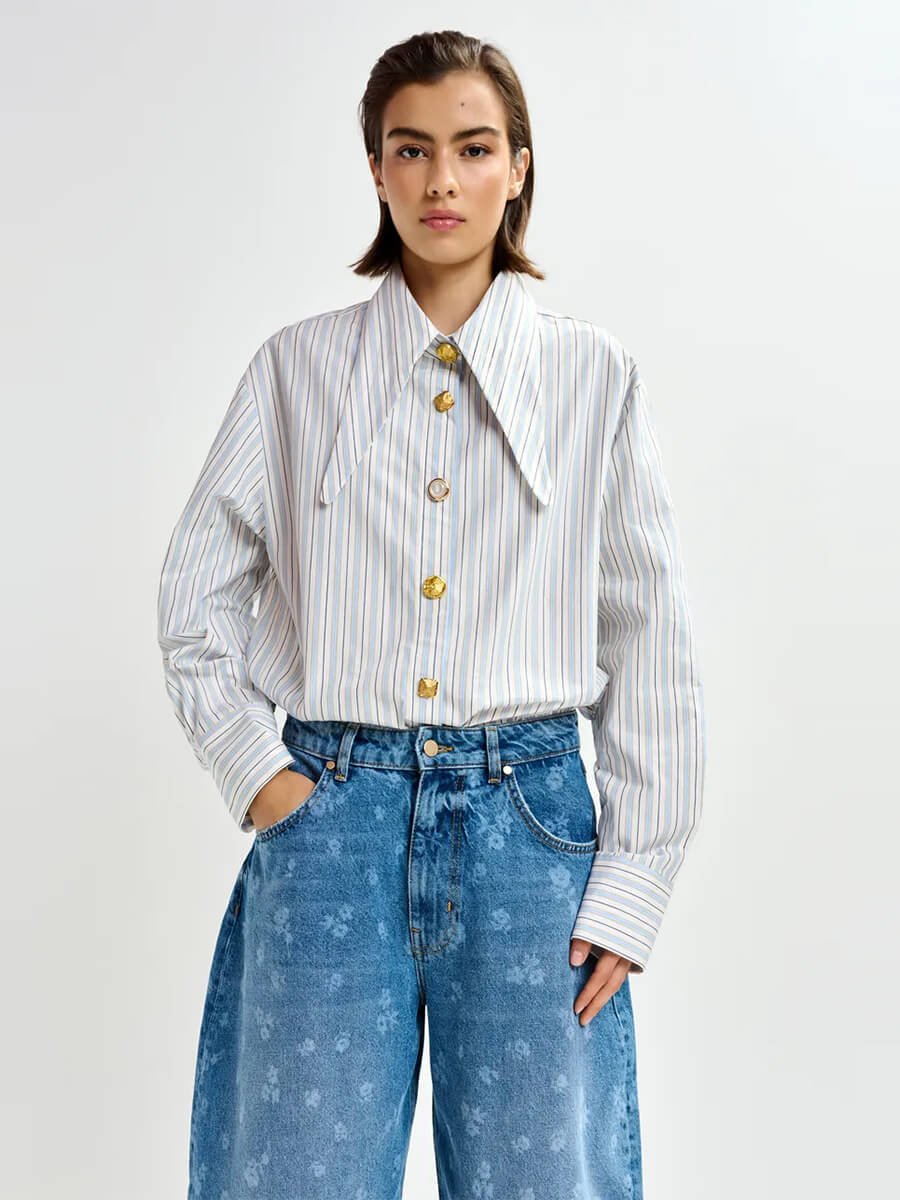 Essentiel Antwerp Jomato Shirt - Blue and white stripe