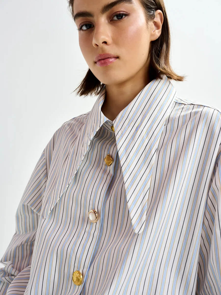 Essentiel Antwerp Jomato Shirt - Blue and white stripe