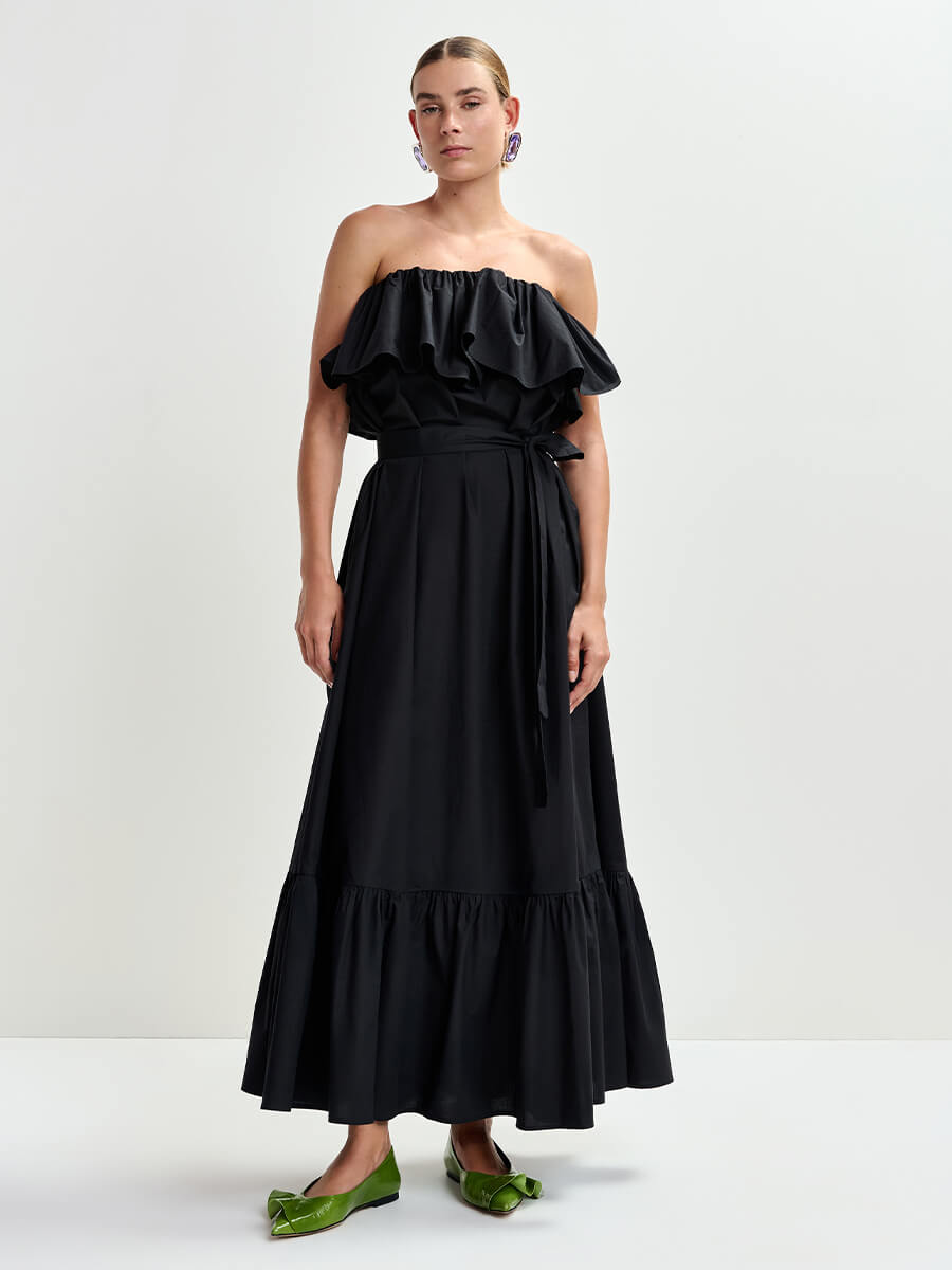 Essentiel Antwerp Joyce Belted Ruffle Dress - Black