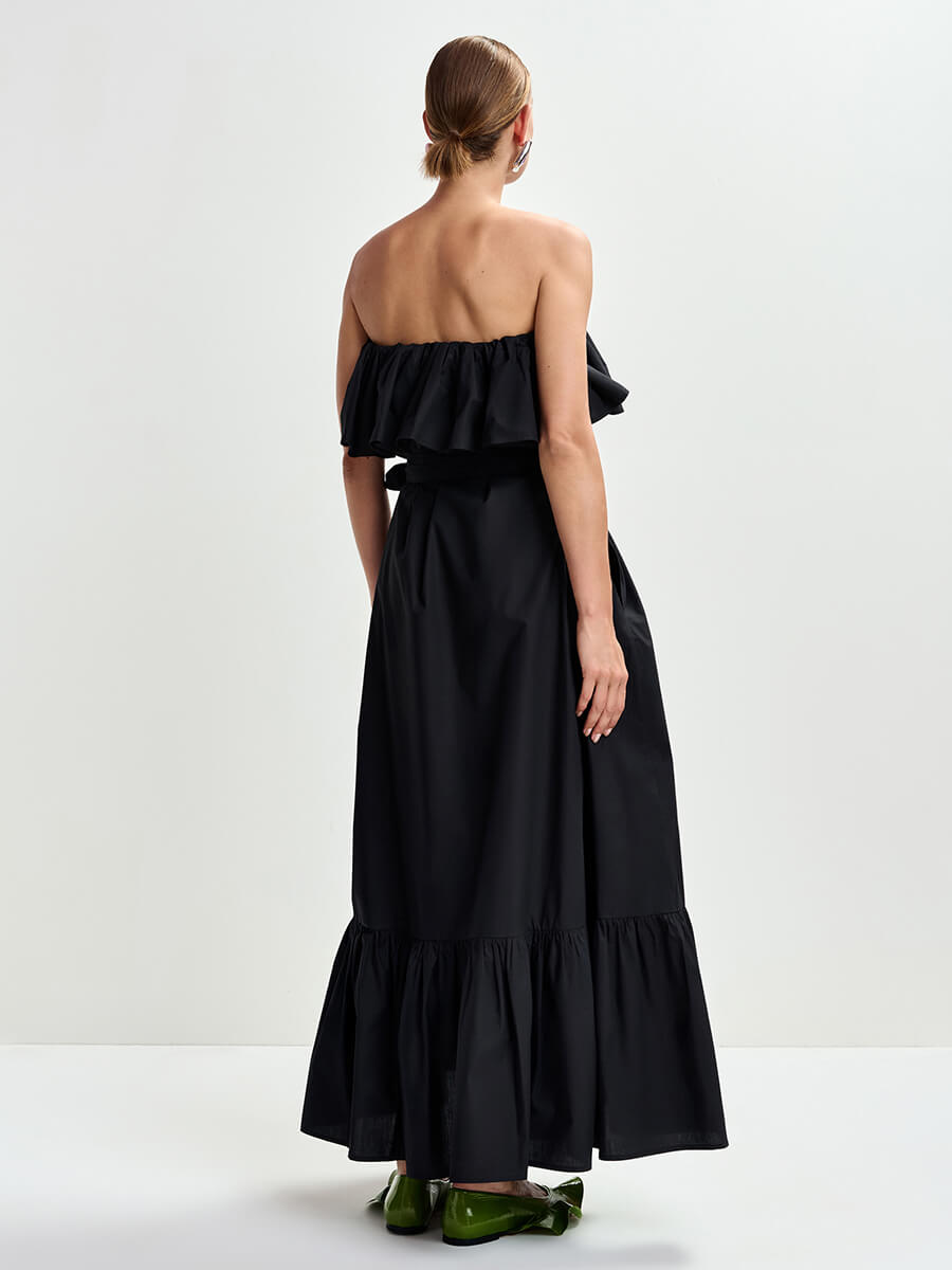 Essentiel Antwerp Joyce Belted Ruffle Dress - Black