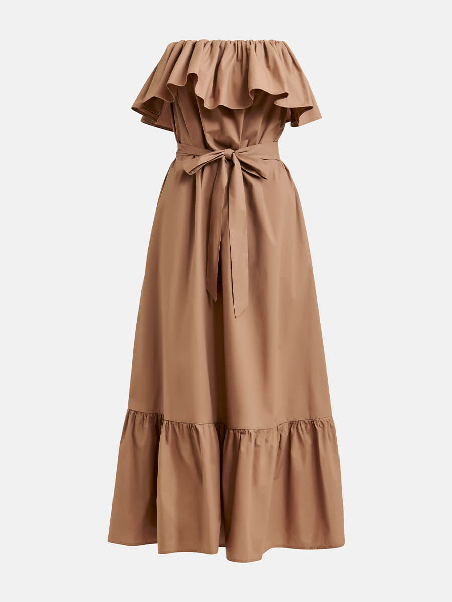 Essentiel Antwerp Joyce Belted Ruffle Dress - Maple