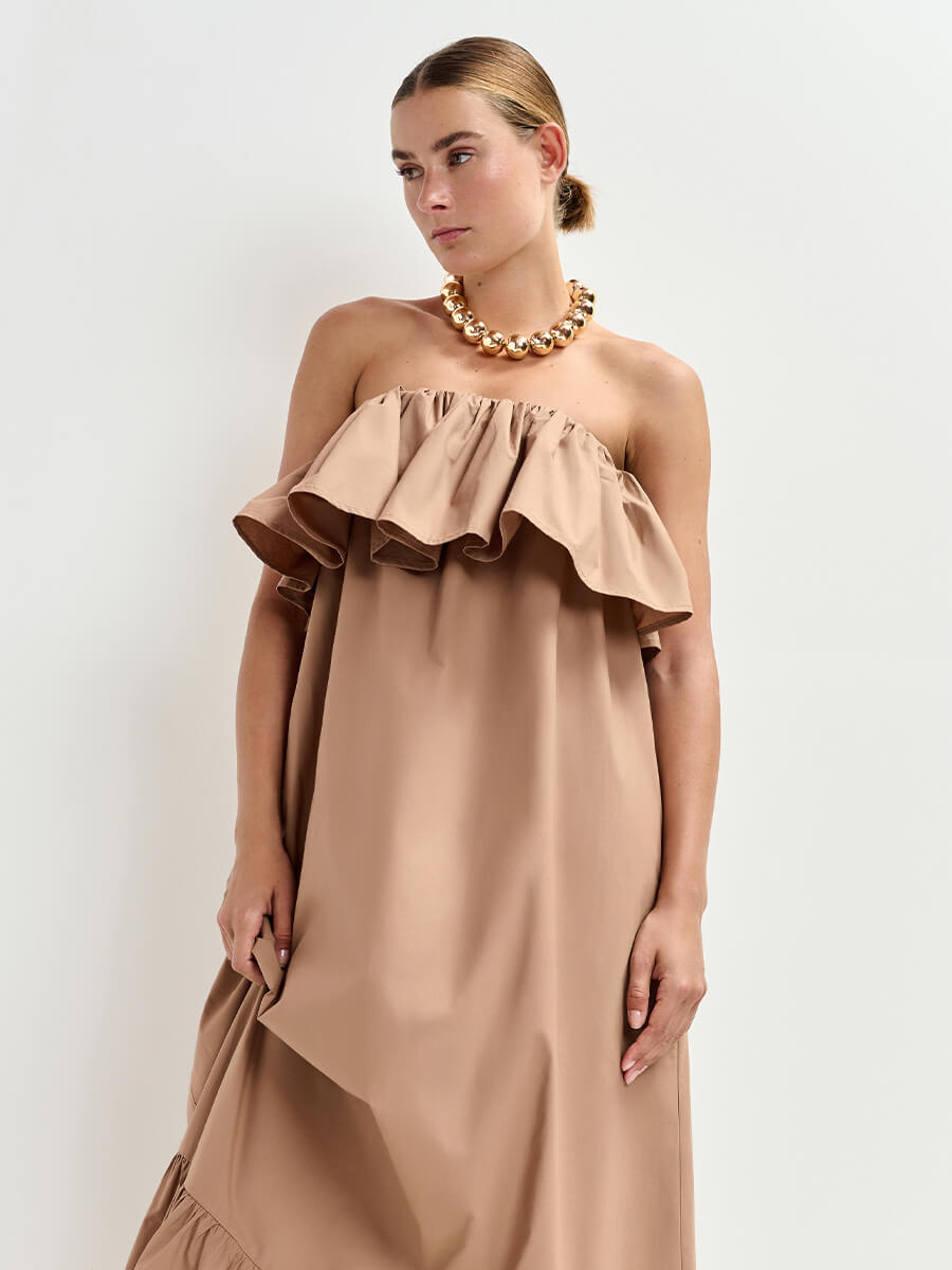 Essentiel Antwerp Joyce Belted Ruffle Dress - Maple