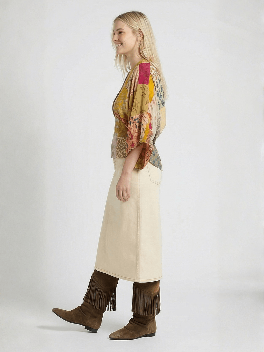 Juno Silk Patchwork Top - No.13.