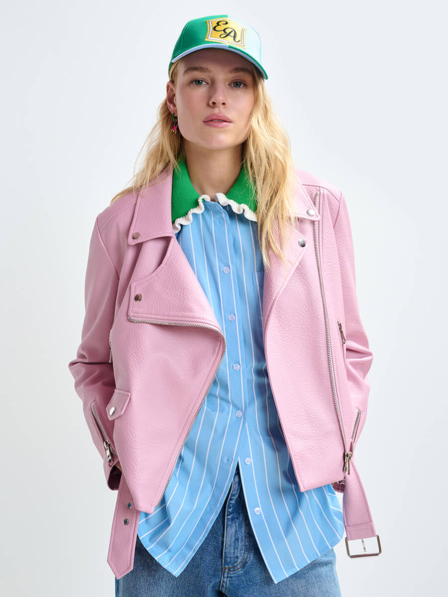 Essentiel Antwerp Jup Fitted Perfecto Jacket - Pinky Sugar